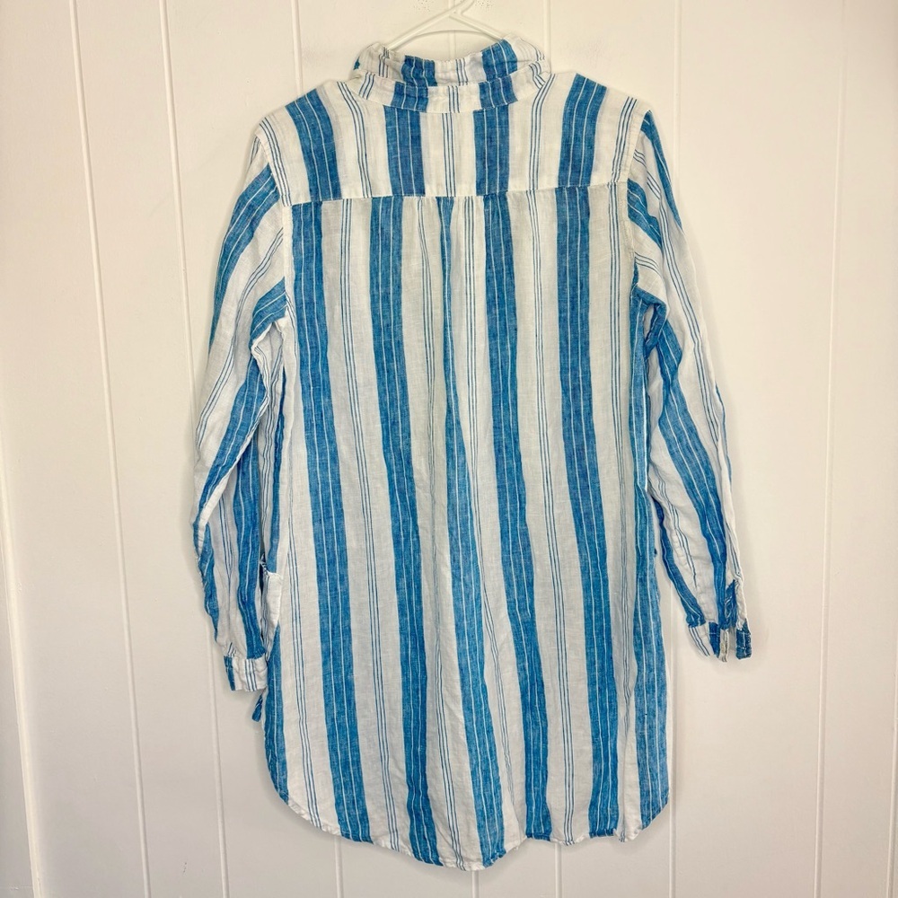 CP Shades Linen Tunic Dress Size XS White/Blue Stripes Classic Fall Staple Piece - Picture 7 of 7